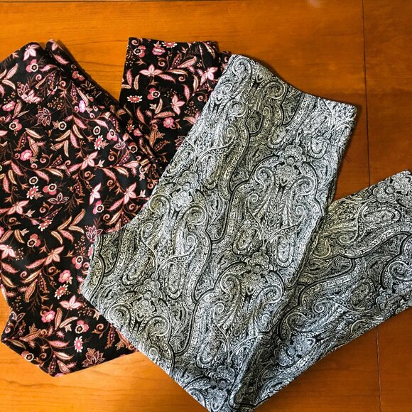 Bundle - 2 pairs Women's Plus Pants Sz 1x and 2X Stretch Floral and Paisley - Picture 1 of 8